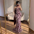Serene Hill Black Strapless Mermaid Evening Dress With Scarf Formal Gown