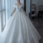 2025 Princess Sexy Luxury Crystal Beaded Wedding Dress Puff Tulle White Gown Bride Pregnant Women's High-end Gown with Trailing