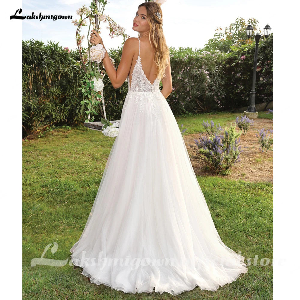 Illusion Off Shoulder Wedding Dress Side Split Long Sleeve Bridal Gown Custom