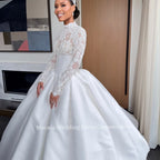 Custom Designed Elegant Wedding Dress High Neck Ball Gown Luxury Bridal