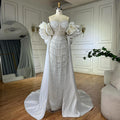 Custom Red Strapless Mermaid Wedding Gown With Pearl Beaded Cape Dress