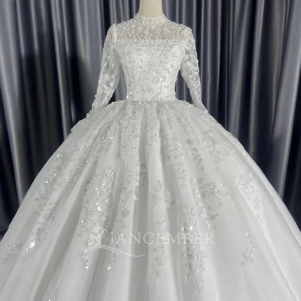 2026 Customized Ball Gown Wedding Dress Long Sleeve Plus Size Gown