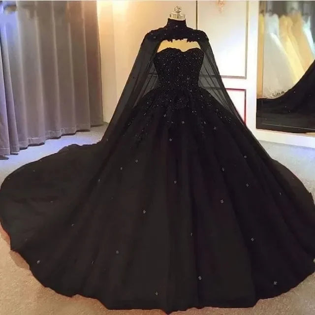 Quinceañera-Kleider Elegant Verführerischer Umhang Herzausschnitt Applikationen Kristallballkleid mit Übergröße Süße 16 Debütantenparty Geburtstag