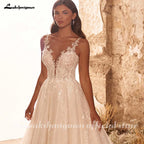 Lakshmigown Custom Vintage Lace Sleeveless V Neck Bridal Gown