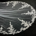 Cathedral Lace Applique Bridal Wedding Veil White Ivory 3m Long One Layer