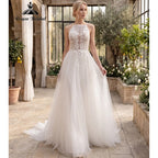 Roycebridal Halter Neck Leaf Lace A Line Wedding Dress With Keyhole Open Back