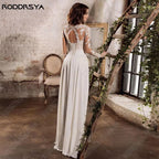 Chiffon A Line Wedding Dress Long Sleeve V Neck Split Appliques
