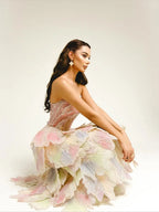 Ofherown Shiny Sequins Tiered Ruffles Evening Dresses A-Line Strapless Prom Gown vestidos de fiesta for Wedding Party Customized