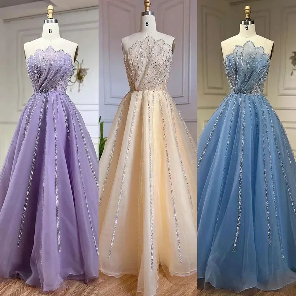 Serene Hill Lilac Strapless Beaded A Line Custom Prom Gown For Women 2025