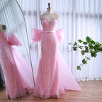 Luxury Dubai Pink Bow Evening Dress LA73061A