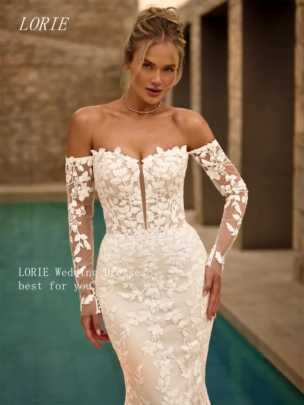 Lorie Luxury Mermaid Lace Applique Sweetheart Wedding Dress