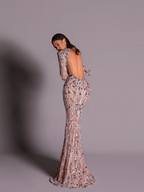 Sexy Open Back Beaded Evening Gown Delicate High Neck Long Sleeved Mermaid Chic Cocktail Dress With Luxe Beadwork Customized