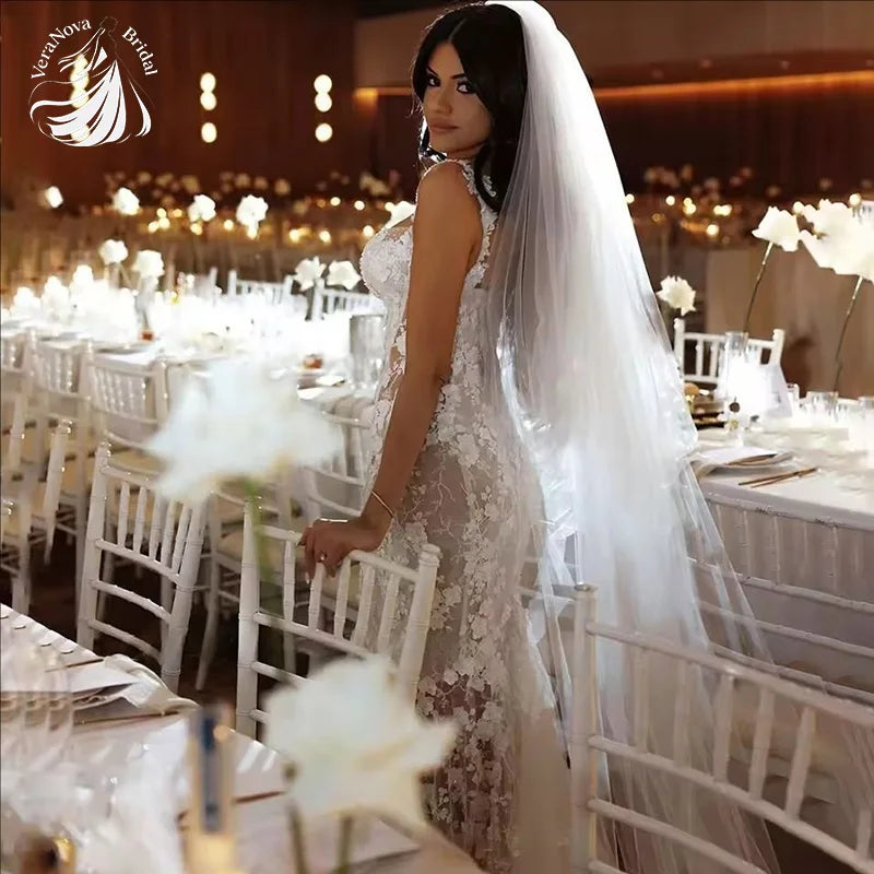 Custom Mermaid Wedding Dress With Lace And Floral Boho Beach Style