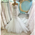 Lakshmigown Custom Off Shoulder Mermaid Wedding Dress Lace Backless Gown