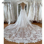 Lakshmigown Spaghetti Straps Lace Wedding Dress Sexy Bridal Robe Plunging V Neck Tulle Boho Wedding Gown Abiti Sposa Customized