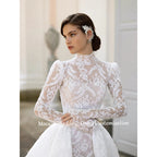 Custom Luxury Lace Mermaid Wedding Dress With Detachable Train
