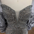 Pink Strapless Mermaid Beaded Evening Dress With Cape Custom Fit