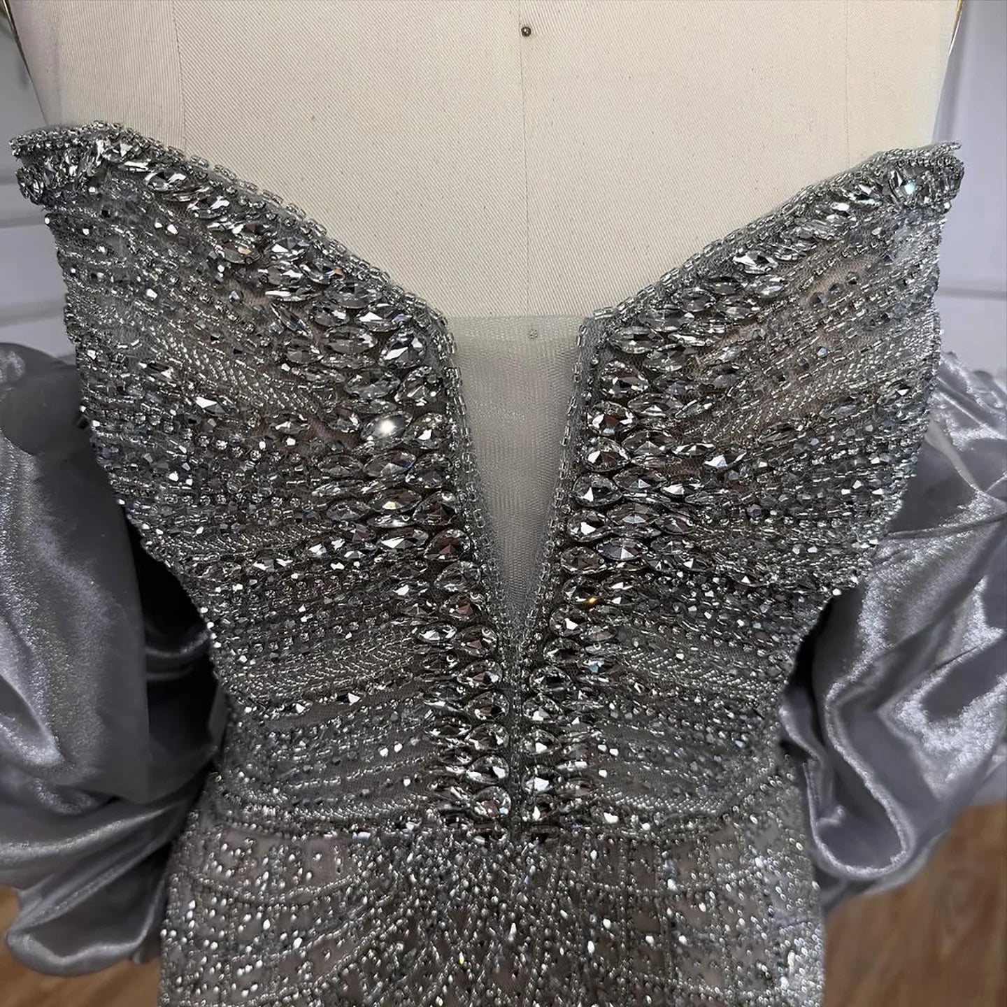 Pink Strapless Mermaid Beaded Evening Dress With Cape Custom Fit