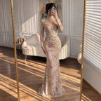 Serene Hill Floral Mermaid Evening Dress Long Sleeves Women Wedding Gown
