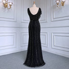Customized Silver Beaded Mermaid Evening Dress Wedding Gown For Women