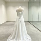 Plus Size Wedding Dress A Line Chiffon Lace Appliques Custom Bridal Gown