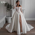 Lorie Lace Wedding Dress A-Line Sweetheart Long Sleeve Applique Corset Bridal