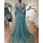 Serene Hill Nude Beaded Mermaid Evening Gown Muslim Party Dress DLA71533