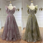 Customized Pink A Line Beaded Evening Dress For Wedding Party Women