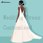 Bohemian A Line Wedding Dress With V Neck And Lace Chiffon Bridal Gown