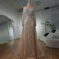 Serene Hill Nude Mermaid Long Sleeve Beaded Evening Dress For Women