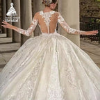 Aurora Custom Vintage Puffy A Line Long Sleeves Wedding Dress