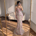 Customized Strapless Mermaid Evening Dress With Floral Pattern For Women