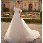 Customized Sweetheart Tulle Wedding Dress Sequins Lace Off Shoulder Bridal Gown