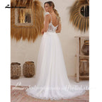 A Line Backless Tulle Court Train Bridal Wedding Gown