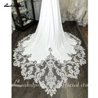 Custom Made Satin Wedding Dress Lace Backless Court Train Bridal Gown