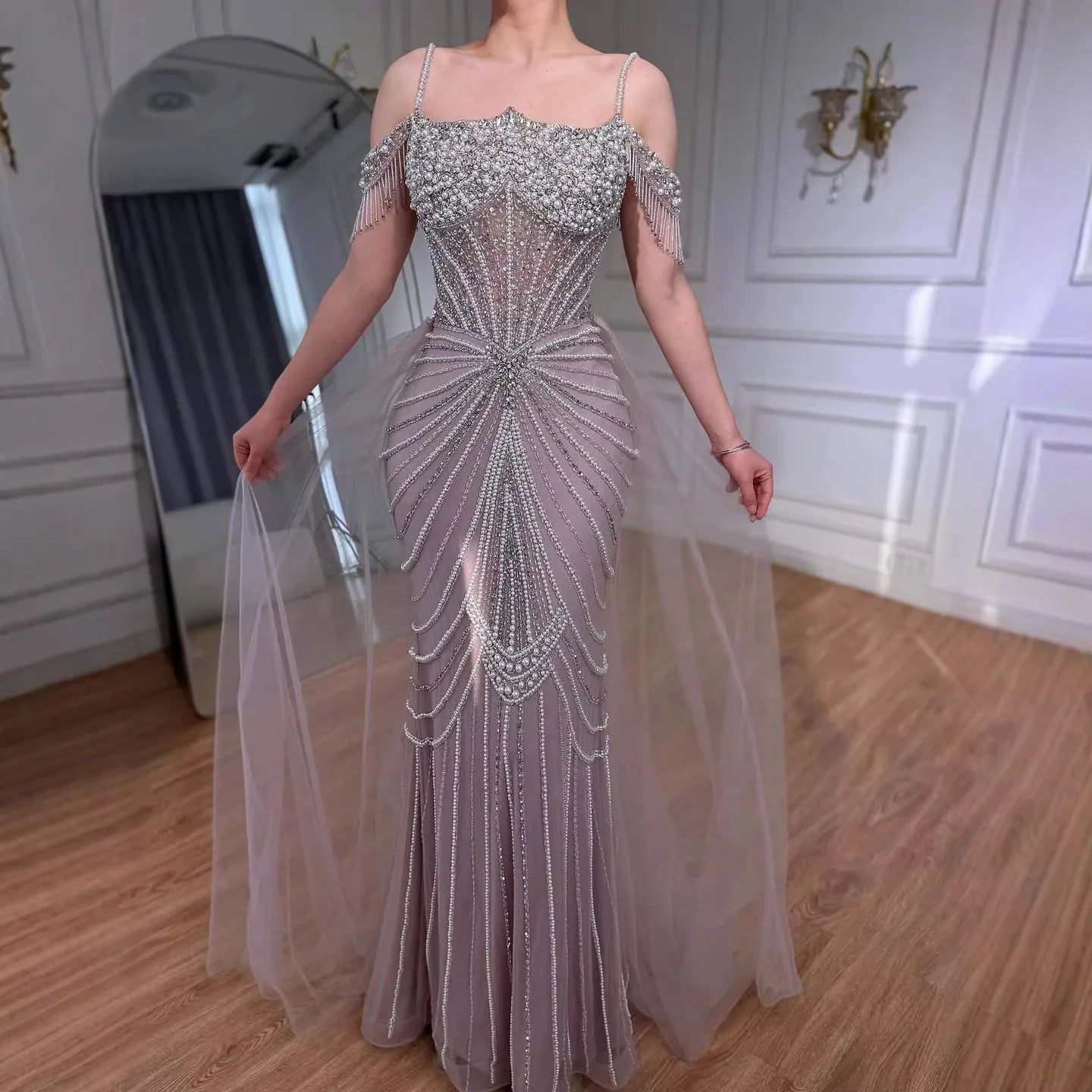 Serene Hill 2026 Mermaid Evening Gown Pearl Beaded Formal Party Dress
