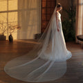 White One Layer Bridal Veil Long Train Tulle Wedding Veil With Comb