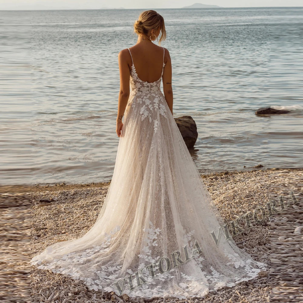 Viktoria Custom Wedding Dress Bride Sweetheart Spaghetti Straps