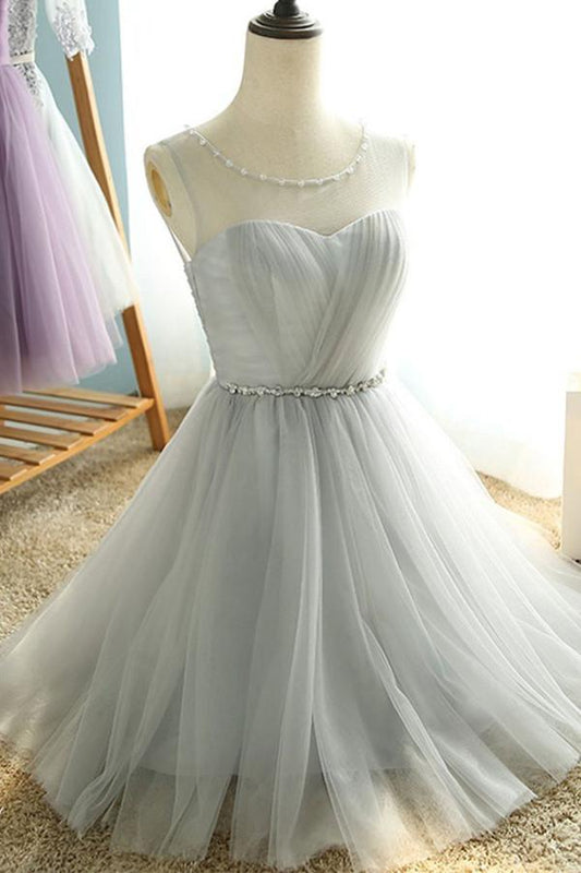 Simple Sheer A-line Sweetheart Lace Up Pleats Homecoming Dresses