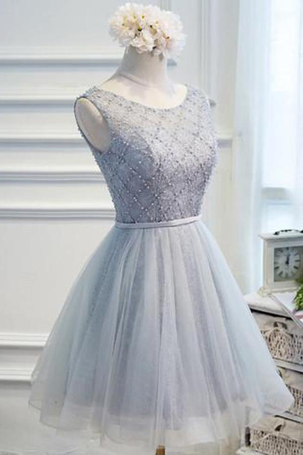 Schickes Homecoming-Kleid mit Spitze und Perlen, kurzes Ballkleid günstig, Partykleid 