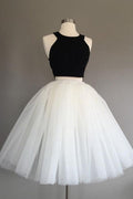 Ivory Two Piece Tulle Halter Knee-Length Sleeveless Short Homecoming Dress