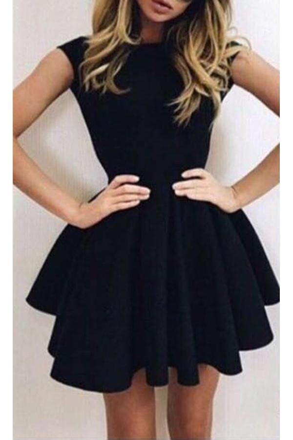 Simple Black Open Back Homecoming Dresses for Girls, Short Prom Dresses