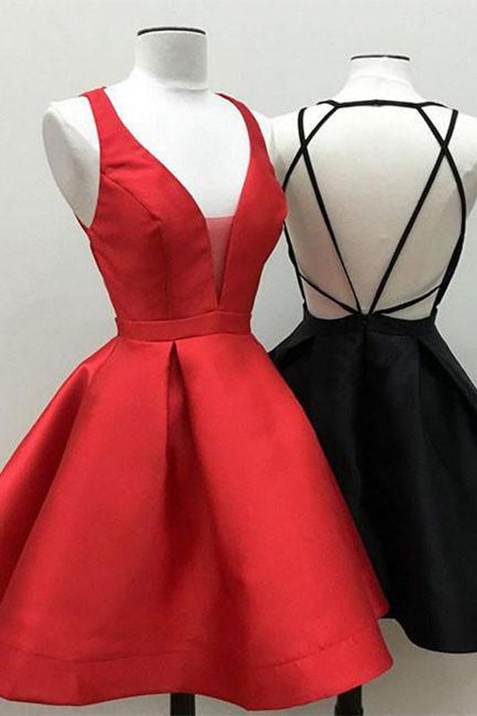 Schwarz-rotes kleines Heimkehrkleid, günstige kurze Ballkleider, Partykleid