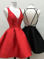 Schwarz-rotes kleines Heimkehrkleid, günstige kurze Ballkleider, Partykleid