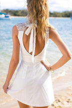 White Simple High Neck Chiffon Homecoming Dress, Short Prom Dresses, MH384