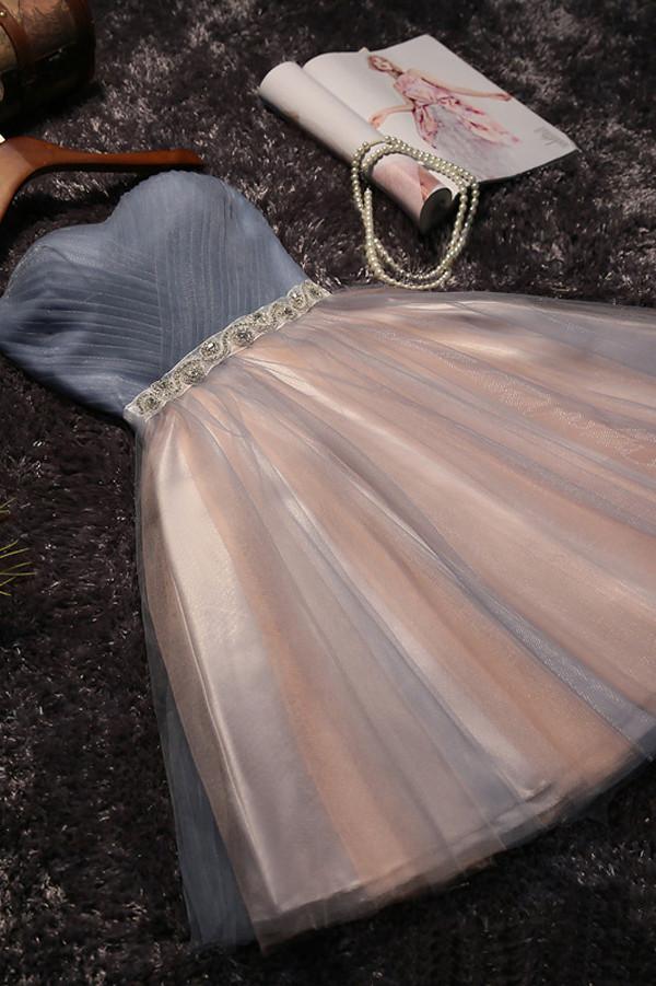 Simple Tulle A-line Homecoming Dresses, Cheap Short Prom Dresses for Girls