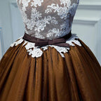 Lace Tulle Lace Up Back Bowknot Short Prom Dress, Cheap Homecoming Dress