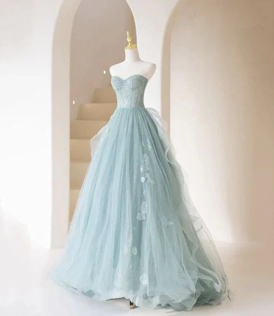 Robe longue de bal en tulle et dentelle, coupe évasée, robe de soirée Y5832
