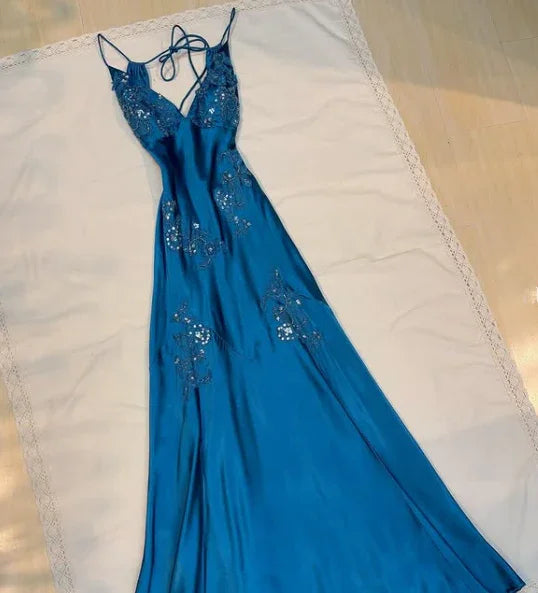 Vestido Longo de Festa Cor-de-Rosa Vivo Encantador Vestido de Baile Bordado Vestido de Festa Y7526
