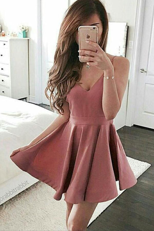 Cute Blush Pink A line Homecoming Dress, Party Dresses, Short Prom Dress